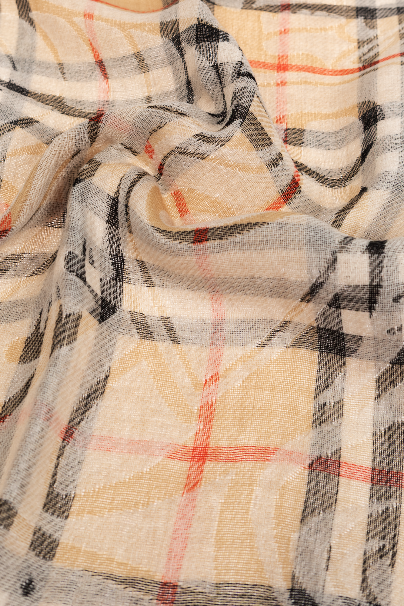 マフラー・ストール Burberry FW25 Embroidered wool scarf (8105913 A2021) Beige Wool scarf with check pattern Burberry - Vitkac AS